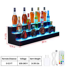 LIQUOR SHELF / 3 TIER / BLACK / MULTI COLOR LED'S / 30"