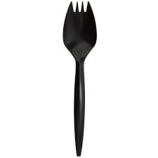 SPORK / BLACK / MEDIUM WEIGHT  PLASTIC / 1,000 PER CASE