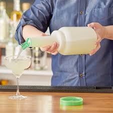 2 QT. WHITE POUR BOTTLE WITH GREEN SPOUT AND CAP
