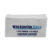 LUNCHEON NAPKIN / WHITE / 1-PLY / 1/4 FOLD / 12" X 12"