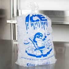 10 LB. CLEAR PLASTIC ICE BAG WITH ICE PRINT - (1000/CASE)