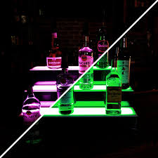 LIQUOR SHELF / 3 TIER / BLACK / MULTI COLOR LED'S / 24"