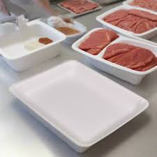 SUPERMARKET TRAYS, WHITE, FOAM, 8 1/4 X 1/2 X 10 1/4,