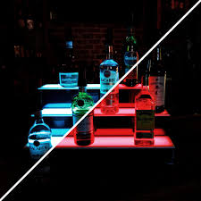 LIQUOR SHELF / 3 TIER / BLACK / MULTI COLOR LED'S / 36"