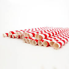 BARCONIC PAPER STRAWS - RED STRIPE - 100 PACK