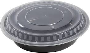 48 OZ BLACK ROUND MICROWAVABLE HEAVY WEIGHT CONTAINER WITH
