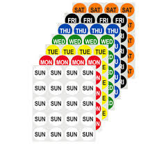 DAY DOTS / 1" REMOVABLE / SUNDAY - SATURDAY (PACK)