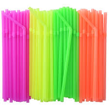 STRAWS - 200 PACK 17 INCH BENDABLE NEON STRAW
