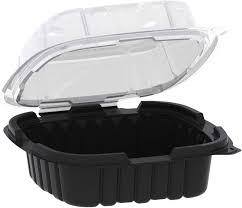 6 X 6 / MICROWAVEABLE / BLACK / CLEAR PLASTIC HINGED