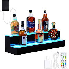 LIQUOR SHELF / 2 TIER / BLACK / MULTI COLOR LED'S / 30"