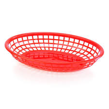 FAST FOOD BASKETS / RED / OVAL 9.25" X 5.75" (DOZEN)
