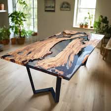 24" X 30" WOODEN TABLE TOP / CLEAR EPOXY FINISH