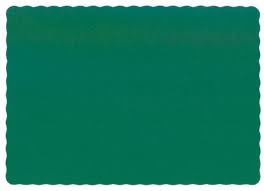 10" X 14" HUNTER GREEN COLORED PAPER PLACEMAT WITH SCALLOPED