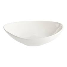 Acopa Nova 24 oz. Cream White Asymmetric Stoneware Bowl -