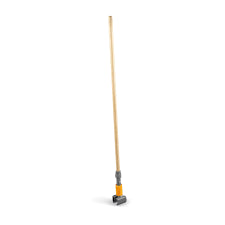 WOODEN MOP HANDLE WITH PLASTIC CLAMP / 60" [EACH]