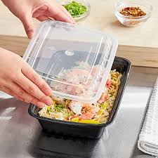 28 OZ BLACK RECTANGULAR MICRO. CONT. WITH LID / 150 PER CASE