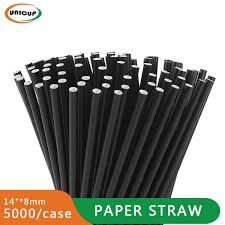 8" UNWRAPPED JUMBO STRAW / BLACK (10/500/5,000) (UWST)