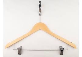 LADIES' WOOD FLAT SUIT HANGER W/CLIPS- BALL TOP HOOK-