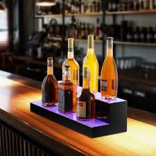 LIQUOR SHELF / 2 TIER / BLACK / MULTI COLOR LED'S / 24"