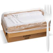 PLASTIC FORK / WHITE /  MEDIUM WEIGHT / 1,000 PER CASE