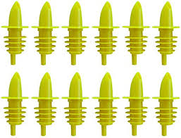 YELLOW NEON PLASTIC POUR SPOUTS (DOZEN)