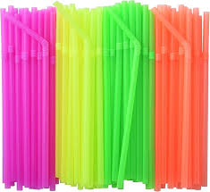 STRAWS - 200 PACK 17 INCH BEND ABLE NEON STRAW