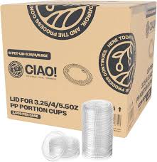 PET PLASTIC LID FOR 3.25 - 5.5  OZ PLASTIC PORTION CUP (25/10