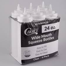 SQUEEZE BOTTLES / CLEAR / 24 OZ (6/PACK)