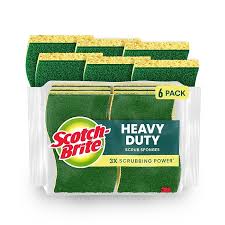 6" X 3 1/2" SPONGE WITH GREEN SCRUBBER - 6/PACK