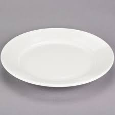 9 5/8" IVORY WIDE RIM ROLLED EDGE STONEWARE PLATE (24/CS)