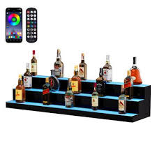 LIQUOR SHELF / 3 TIER / BLACK / MULTI COLOR LED'S / 48"