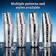 SHAKER TIN / ETCHED / STAINLES STEEL / 28 OZ & 18 OZ SET