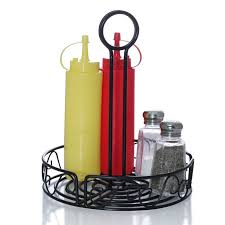 CONDIMENT CADDY WITH BUILT IN MERCHANDISING RING - BLACK