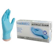 LARGE NITRILE GLOVE / BLUE / EXAM GRADE / POWDER