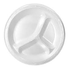 GENPAK 9" WHITE 3-COMPARTMENT FOAM PLATE - 4/125 CASE (500)