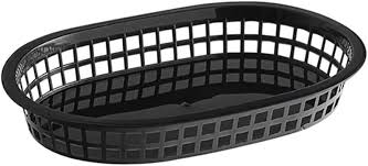 FAST FOOD BASKET / BLACK / OVAL / 11" X 7" (12/PK)