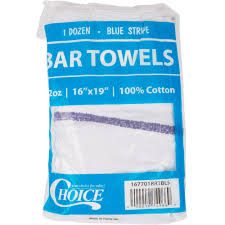 BAR TOWEL / BLUE STRIPE /  COTTON / 16 X 19 / 12 PACK