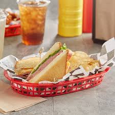 FAST FOOD BASKET / RED OVAL 11" X 7" / 12 PACK