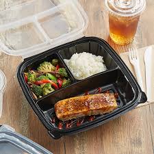 10 X 10 X 3 MICROWAVEABLE 1-COMPARMENT BLACK / CLEAR