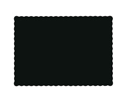 10" X 14" BLACK COLORED PAPER PLACEMAT WITH SCALLOPED EDGE