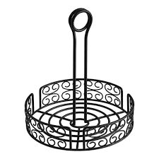 BLACK ROUND MEDITERRANEAN WROUGHT IRON CONDIMENT CADDY