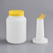 2 QT. WHITE POUR BOTTLE WITH YELLOW SPOUT AND CAP