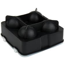 BLACK SILICONE 4 COMPARTMENT 1 3/4" SPHERE ICE MOLD WITH LID
