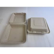 9 X 9 /  BIODEGRADABLE MOLDED FIBER HINGED TRAY (200/CS)