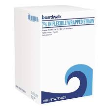 8" FLEXIBLE WRAPPED STRAWS / W HITE (20/500/10,000)