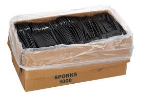 SPORK / BLACK / MEDIUM WEIGHT  PLASTIC / 1,000 PER CASE