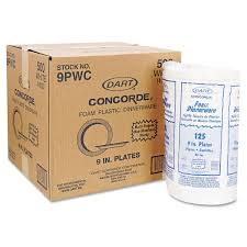 DART 9" WHITE PLASTIC PLATE - 4/125 CASE (500/CS)