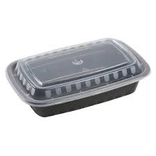 28 OZ BLACK RECTANGULAR MICRO. CONT. WITH LID / 150 PER CASE