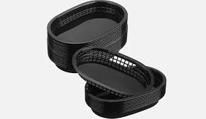 FAST FOOD BASKET / BLACK / OVAL / 11" X 7" (12/PK)