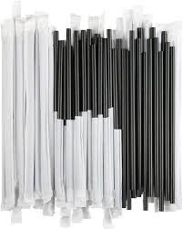 WRAPPED BLACK STRAWS / 8" (50/250/12,500) [WBS] [EACH]